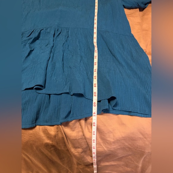 Soft‎ Surroundings Teal Boho Peasant Dress Women’s Small Flowy Rayon Tiered Hem - Picture 7 of 7